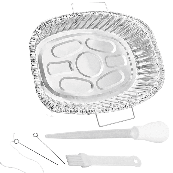 Oval Disposable Turkey Roasting Pan with Handles & Free 3-in-1 Basting Kit