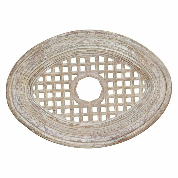 Oval Distressed White Lattice Carved Wall Panel | Farmhouse Wall Art | Modern Wall Decor | Solid Wood Decorative Wall Hanging | Boho Chic