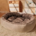 thumbnail image 1 of Oval Dog Bed for Cats and Dogs, Warm Fleece Pet Bed with Plush Material, Machine Washable, Semi-Enclosed Design for Burrowing and Warmth, 1 of 6