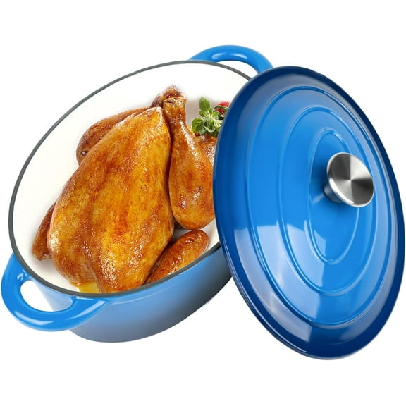 \Oval Dutch Oven for Bread Baking, 4.5 Quart Non Stick Enameled Cast Iron Dutch Oven Pot with Lid, Oven Safe Oval Casserole with Lid up to 500°F for Baking, Braising, Stews, Roasting