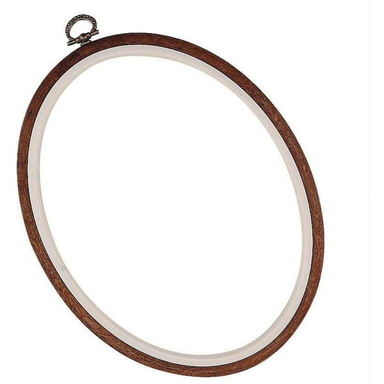 Oval Embroidery Hoop with Imitated Wood Display Frame Look, (Large) 