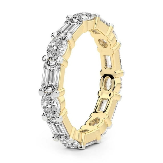 Oval & Emerald Shape Lab Grown Diamond Mckenna Eternity Ring For Women | 7 Carat IGI Certified 14K Yellow Gold | FG-VS Quality Friendly Diamonds Eternity Ring Size 9.5