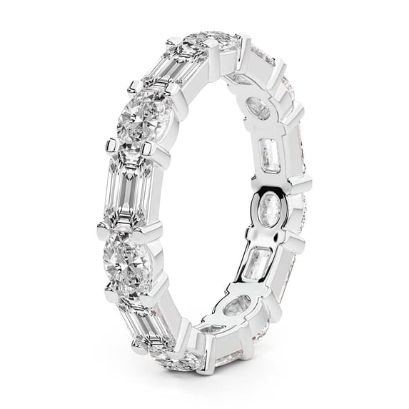 Oval & Emerald Shape Lab Grown Diamond Mckenna Eternity Ring For Women | 6 Carat IGI Certified 14K White Gold | FG-VS Quality Friendly Diamonds Eternity Ring Size 5.5