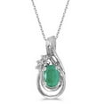 thumbnail image 1 of Oval Emerald and Diamond Teardrop Pendant Necklace 14k White Gold, 1 of 2