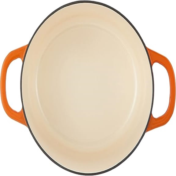 Oval Enameled Cast Iron Dutch Oven, 7-Quart, Sunset Orange