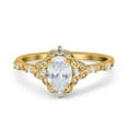 thumbnail image 1 of Oval Engagement Ring Accent Vintage Simulated CZ 925 Sterling Silver Size 6, 1 of 5
