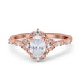 thumbnail image 1 of Oval Engagement Ring Accent Vintage Simulated CZ 925 Sterling Silver Size 9, 1 of 5