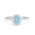 thumbnail image 1 of Oval Engagement Ring Round Simulated Aquamarine CZ 925 Sterling Silver Size 8, 1 of 3