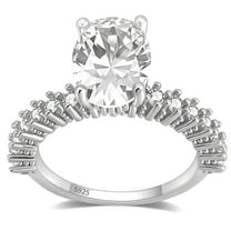 Oval Engagement Ring for Women 2.54 Ct Cubic Zirconia Sterling Silver Bellaria by Ginger Lyne