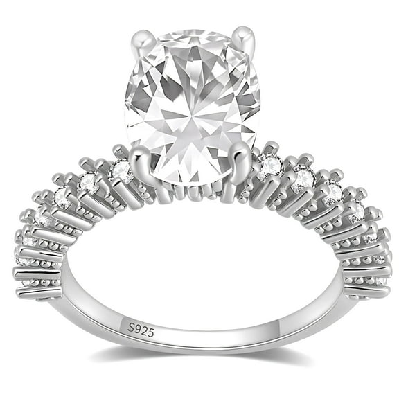 Oval Engagement Ring for Women 2.54 Ct Cubic Zirconia Sterling Silver Bellaria by Ginger Lyne