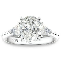 Oval Engagement Ring for Women by Ginger Lyne 2 Ct Sterling Silver Wedding Rings