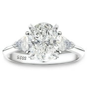 Oval Engagement Ring for Women by Ginger Lyne 2 Ct Sterling Silver Wedding Rings