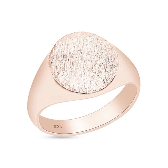 AFFY Oval Engravable Signet Ring In 14K Rose Gold Plated 925 Streling Silver Gift For Men's, Ring Size 7.5