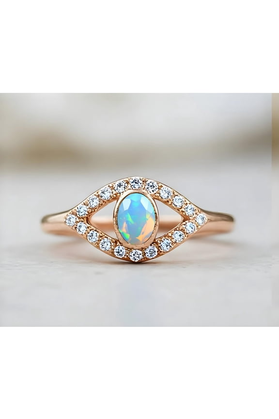 Oval Ethiopian Opal 14K Rose Gold 925 Silver Ring Engagement Ring Wedding Ring Promise Ring Birthday Gift Anniversary Gift Fire Opal Ring