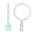 thumbnail image 1 of Rosec Jewels Oval Ethiopian Opal Drop Earrings with Moissanite for Women (6X8 mm, AAA Grade), 18K White Gold, 1 of 9