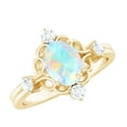 thumbnail image 1 of Rosec Jewels Vintage Style Ethiopian Opal Engagement Ring - 6X8 mm Oval - AAA Quality - Opal Diamond Ring - with Jewelry Box, 18K Yellow Gold, US 10.00, 1 of 10
