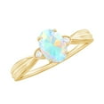 thumbnail image 1 of Rosec Jewels Oval Ethiopian Opal Solitaire Ring with Diamond for Women - 5X7 mm - AAA Grade, 10K Yellow Gold, US 3.50, 1 of 10