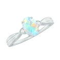 thumbnail image 1 of Rosec Jewels Oval Ethiopian Opal Solitaire Ring with Diamond for Women - 5X7 mm - AAA Grade, 18K White Gold, US 3.00, 1 of 10