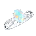 thumbnail image 1 of Rosec Jewels Real Ethiopian Opal Oval Engagement Ring 1 Carat - 6X8 mm - Opal Diamond Ring with Infinity Shank - AAA Quality, 925 Sterling Silver, US 4.00, 1 of 9