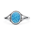 thumbnail image 1 of Oval Fashion Ring Lab Created Blue Opal Oxidized Solid 925 Sterling Silver Size 5, 1 of 5
