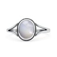 thumbnail image 1 of Oval Fashion Ring Simulated Mother of Pearl Oxidized Solid 925 Sterling Silver Size 8, 1 of 5