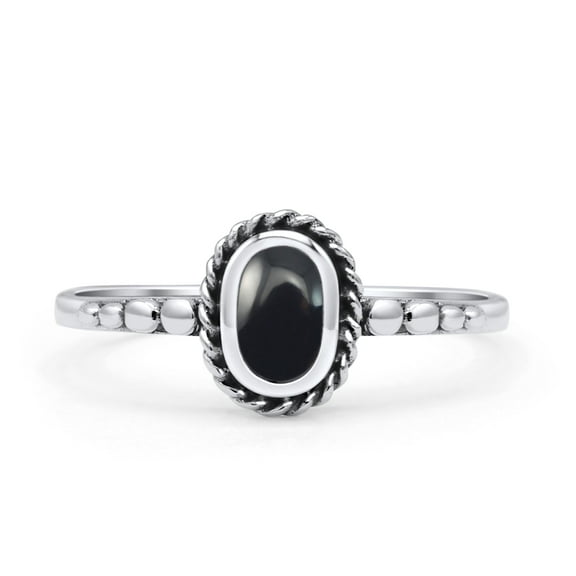 Oval Fashion Thumb Ring Simulated Black Onyx Oxidized Solid 925 Sterling Silver Size 9
