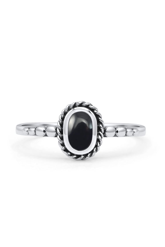 Oval Fashion Thumb Ring Simulated Black Onyx Oxidized Solid 925 Sterling Silver Size 9