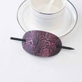thumbnail image 1 of Oval Faux Leather Hair Clip with Wood Stick - Retro Hair Slide Pin for Ponytail Women Girls Accessory, 1 of 2