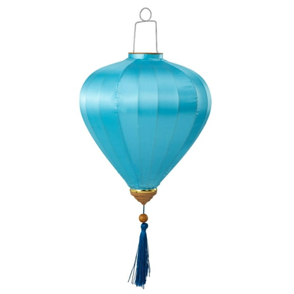 Oval Faux Silk Lanterns Chinese Style New Year Lanterns with Tassel Japanese Vietnam Hanging Lantern for Garden Home Party Decor,Light Blue