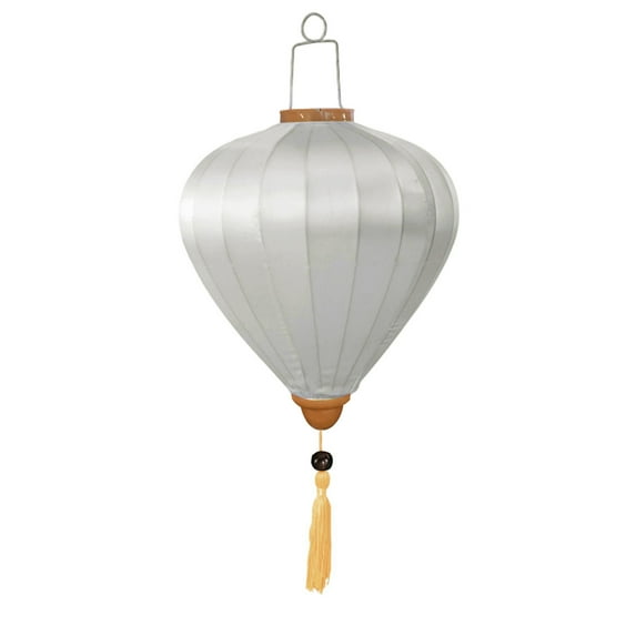 Oval Faux Silk Lanterns Chinese Style New Year Lanterns with Tassel Japanese Vietnam Hanging Lantern for Garden Home Party Decor,White