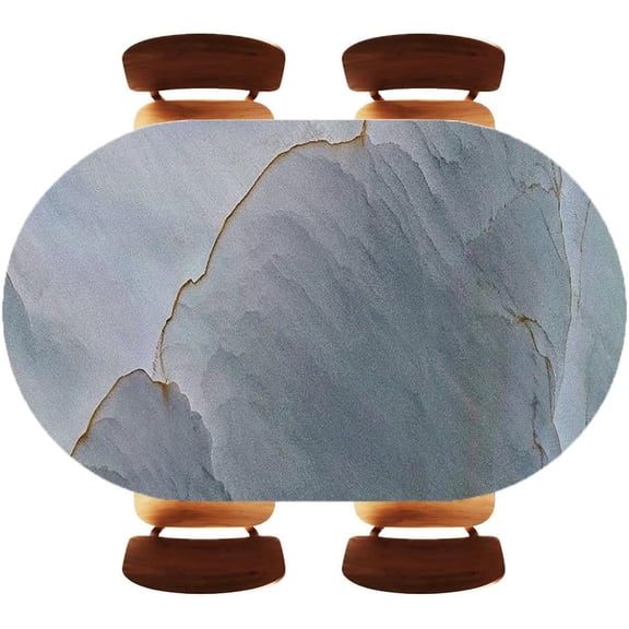 Oval Fitted Tablecloth with Elastic Edge Abstract Marble Texture Design, Table Cover for Picnic Dining Picnic Wedding Party, Fits 48"x68" Oval Tables, Style05