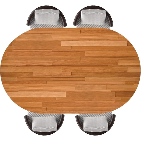 Oval Fitted Tablecloth Wooden Texture Background Elastic Edged Waterproof Wipeable Table Top Protector for Indoor Outdoor Patio Use, Fits 48"x68" Oval Tables, Style165