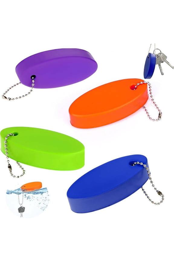 Oval Float Keychain,Tutuviw 4 Pack Waterproof Floating Boating Key Chain,Foam Floating Key Ring,Tear Proof Floating Keychain for Ourdoors Water Sports Fishing Surfing Sailing (Multicolour)
