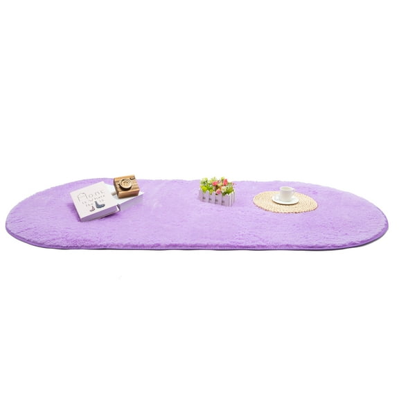 Oval Fluffy Ultra Soft Area Rugs for Bedroom Plush Shaggy Carpet for Kids Room Bedside Nursery Mats, 31.49x64.96 inch, Purple