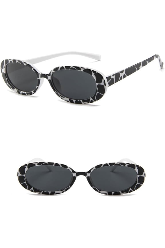 Oval Frame Sunglasses Cow Color Sun Shades Glasses Small Women Eyeglasses
