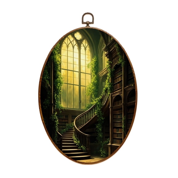 Oval Framed Wall Art Dark Academia Paintings Gothic Canvas Wall Art Vintage Victorian Canvas Wall Art Oval Vintage Wall Decor Prints Hanging Decor for Home Bedroom Living Room Office 8"x11.4"