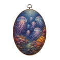 thumbnail image 1 of Oval Framed Wall Art Glowing Jellyfish Underwater Fantasy Scene Neon Coral Bioluminescent Canvas Wall Art Oval Vintage Wall Decor Prints Hanging Decor for Home Bedroom Living Room Office 8"x11.4", 1 of 7