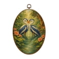 thumbnail image 1 of Oval Framed Wall Art Pair Blue White Herons Tropical Pond Vibrant Flowers Canvas Wall Art Oval Vintage Wall Decor Prints Hanging Decor for Home Bedroom Living Room Office 8"x11.4", 1 of 7