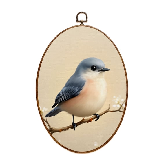 Oval Framed Wall Art Vintage Blue Bird Rustic Botanical Retro Country Farmhouse Birds Canvas Wall Art Oval Vintage Wall Decor Prints Hanging Decor for Home Bedroom Living Room Office 8"x11.4"