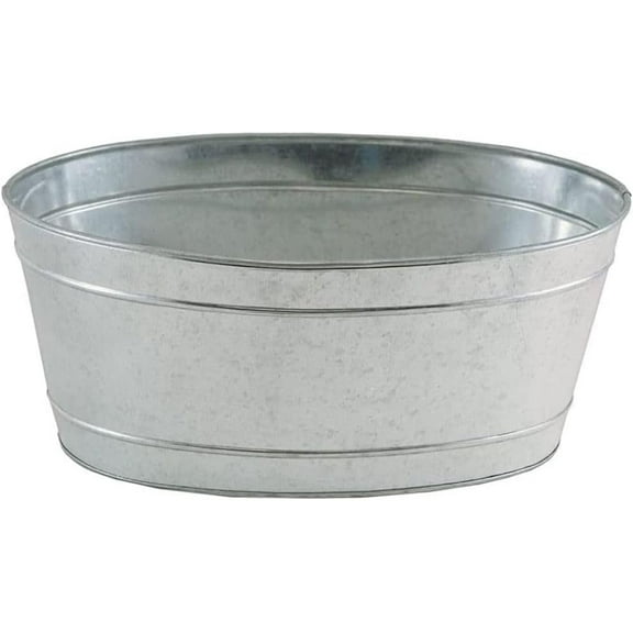 Oval Galvanized Steel Tub Zinc Coated Metal Bucket for Chilling Beverages Serving Drinks Gardening Flower Pots or Farmhouse