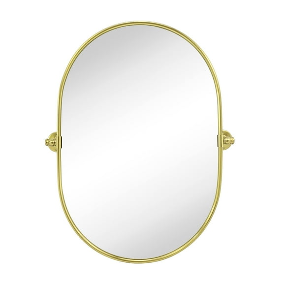 Oval Gold Pivot Bathroom Mirror Pill Shaped Tilting Bathroom Vanity Mirror 20x30"