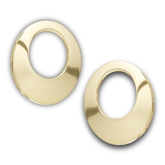 Oval Gold-Tone Round Open Circle Plain Earrings Gray Jewelry Female Unisex