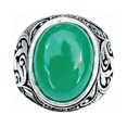 thumbnail image 1 of Oval Green Onyx Signet Ring for Men, Handcrafted 925 Silver with Ornate Scrollwork, 1 of 2