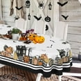 thumbnail image 1 of Oval Halloween Tablecloth 60x120 Inch,Horror Pumpkin Castle Skull Oval Tablecloth,Polyester Waterproof Wrinkle-resistant and Durable Tablecloth,Suitable for Halloween,Party,Kitchen and Home Decor, 1 of 5