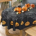 thumbnail image 1 of Oval Halloween Tablecloth, Oval Halloween Table Cloth with Pumpkin Spider Web Bat Tablecloth, Waterproof Wrinkle Free Oval Tablecloth Polyester Fabric Table Cover for Halloween Party Decoration, Black, 1 of 5