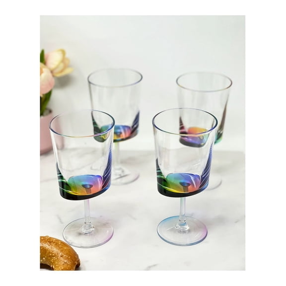 Oval Halo Plastic Wine Glasses Set of 4 (12oz), BPA Free Acrylic Wine Glass Set, Unbreakable Red Wine Glasses, White Wine Glasses