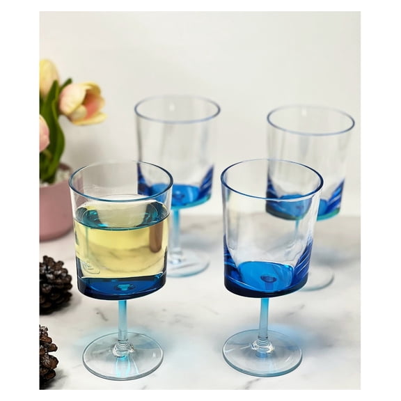 Oval Halo Plastic Wine Glasses Set of 4 (12oz), BPA Free Acrylic Wine Glass Set, Unbreakable Red Wine Glasses, White Wine Glasses
