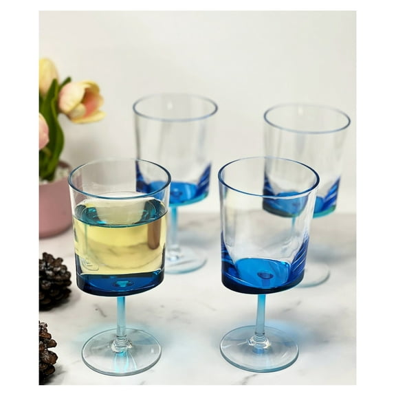 Oval Halo Plastic Wine Glasses Set of 4 (12oz), BPA Free Acrylic Wine Glass Set, Unbreakable Red Wine Glasses, White Wine Glasses