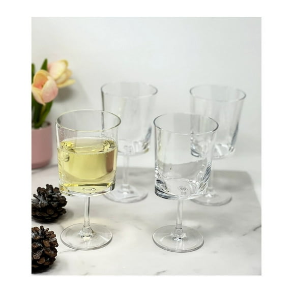 Oval Halo Plastic Wine Glasses Set of 4 (12oz), BPA Free Acrylic Wine Glass Set, Unbreakable Red Wine Glasses, White Wine Glasses