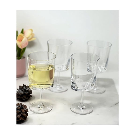 Oval Halo Plastic Wine Glasses Set of 4 (12oz), BPA Free Acrylic Wine Glass Set, Unbreakable Red Wine Glasses, White Wine Glasses